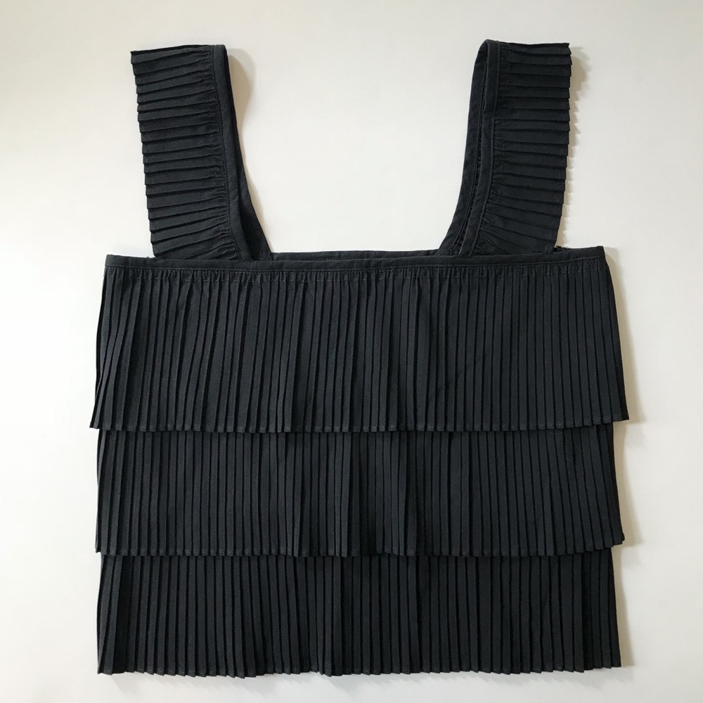 J. Crew Pleated Tank Top Black Small NWT